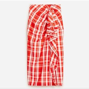 J. Crew Collection Red Plaid Maxi Skirt Holiday Party Sz 14